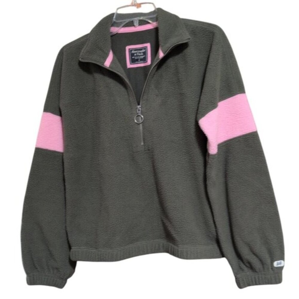 Vintage Y2K  Abercrombie Fitch Full Zip up Green Pink Fleece Sweater Pullover